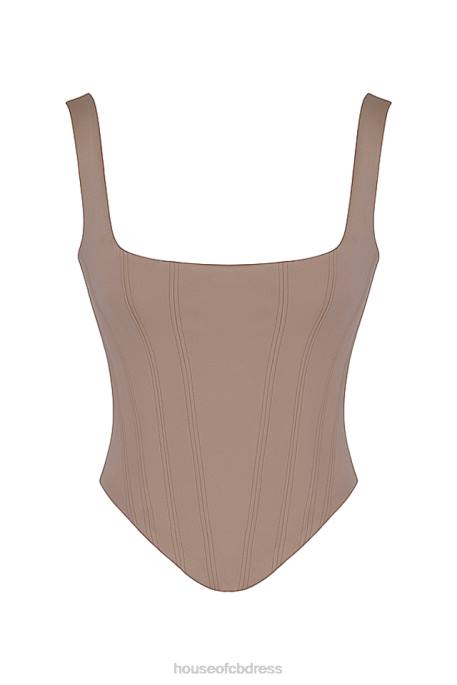 House of CB Rafa Stone Satin Longline Corset Clothing 4H6N68