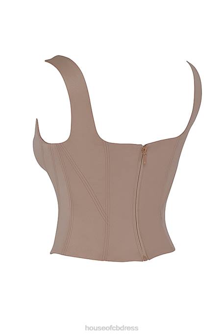 House of CB Rafa Stone Satin Longline Corset Clothing 4H6N68