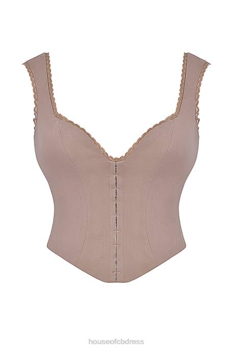 House of CB Robyn Mushroom Lace Trim Corset Clothing 4H6N9