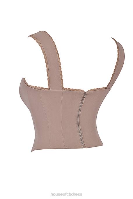 House of CB Robyn Mushroom Lace Trim Corset Clothing 4H6N9