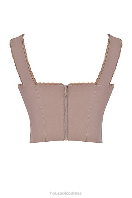 House of CB Robyn Mushroom Lace Trim Corset Clothing 4H6N9