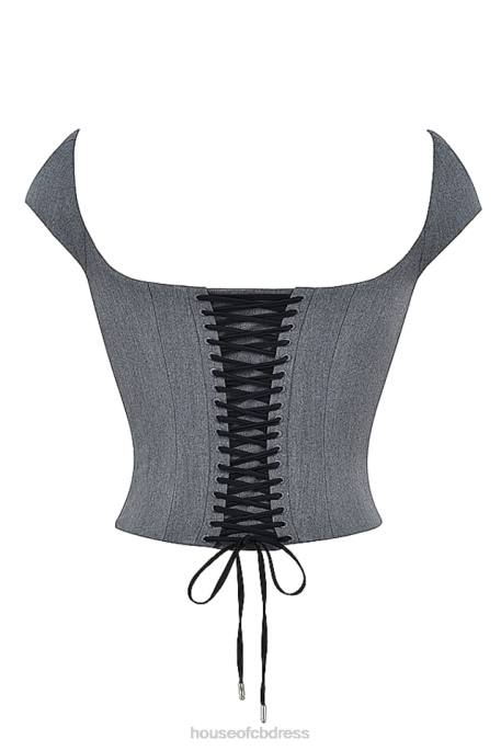 House of CB Rowena Grey Lace Back Corset Clothing 4H6N14