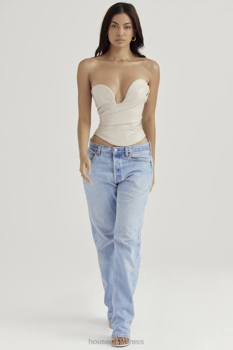 House of CB Saffira Fog Plunge Vegan Leather Corset Clothing 4H6N50