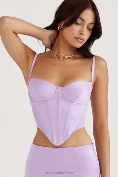 House of CB Tamsin Orchid Satin Corset Clothing 4H6N57