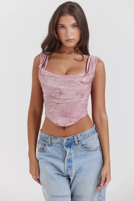 House of CB Una Pink Print Corset Clothing 4H6N12