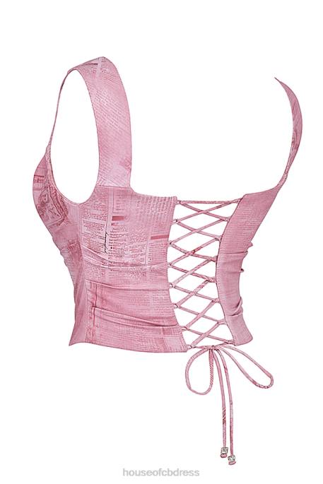 House of CB Una Pink Print Corset Clothing 4H6N12