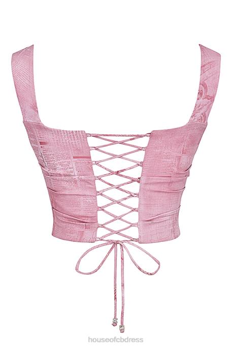 House of CB Una Pink Print Corset Clothing 4H6N12