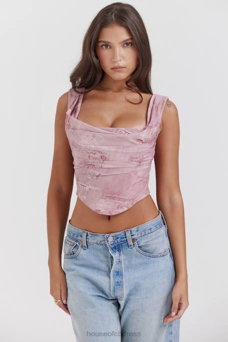 House of CB Una Pink Print Corset Clothing 4H6N12