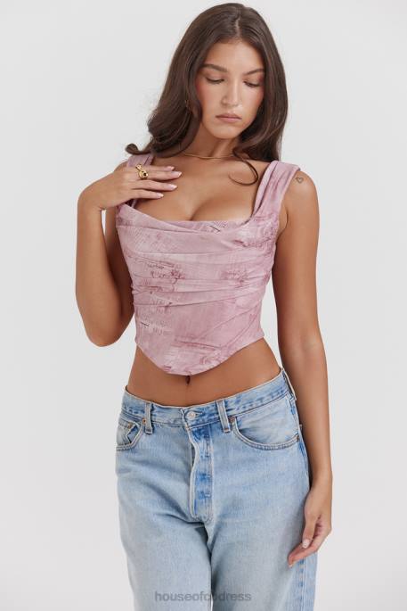 House of CB Una Pink Print Corset Clothing 4H6N12