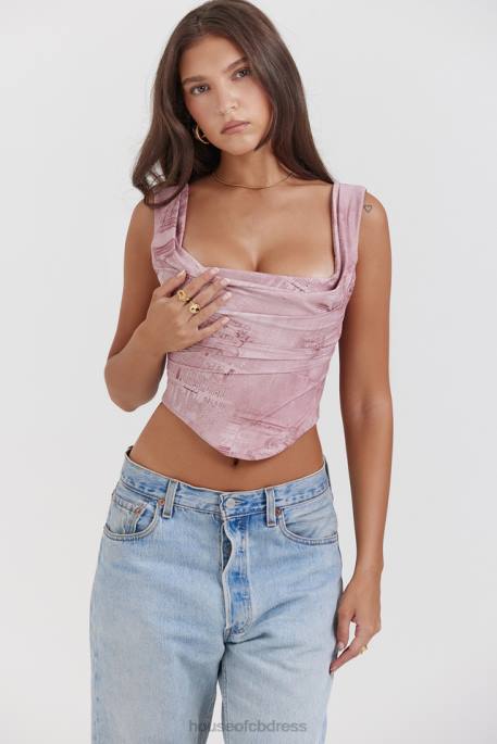 House of CB Una Pink Print Corset Clothing 4H6N12