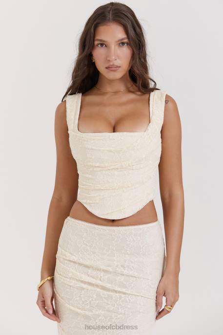 House of CB Una Vintage Cream Lace Corset Clothing 4H6N15