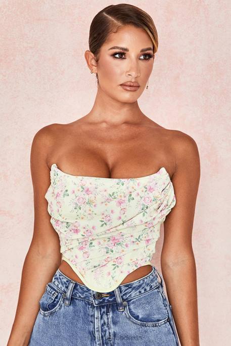 House of CB Vivienne Lemon Floral Corset Clothing 4H6N105