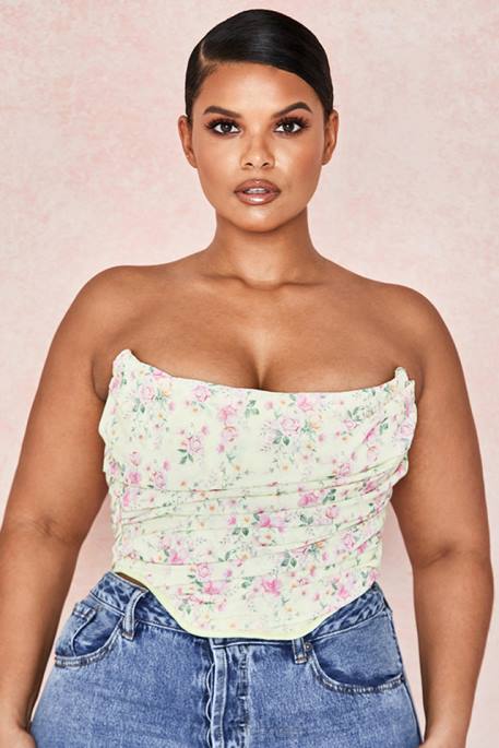 House of CB Vivienne Lemon Floral Corset Clothing 4H6N105