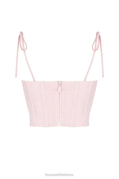 House of CB Willow Baby Pink Chiffon Gathered Bust Cropped Corset Clothing 4H6N81