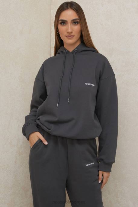 House of CB Halo Charcoal Oversized Hoodie Clothing 4H6N791