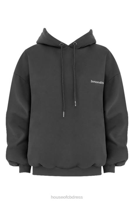 House of CB Halo Charcoal Oversized Hoodie Clothing 4H6N791
