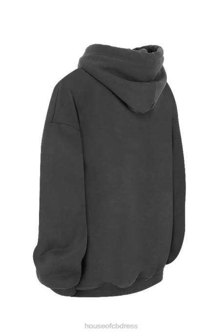 House of CB Halo Charcoal Oversized Hoodie Clothing 4H6N791