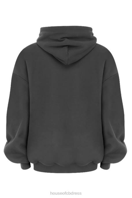 House of CB Halo Charcoal Oversized Hoodie Clothing 4H6N791