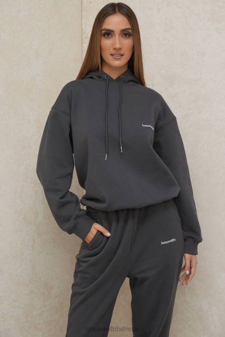 House of CB Halo Charcoal Oversized Hoodie Clothing 4H6N791