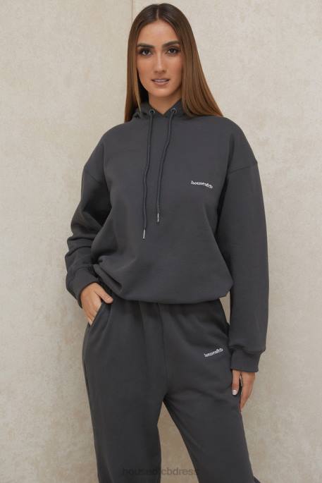 House of CB Halo Charcoal Oversized Hoodie Clothing 4H6N791