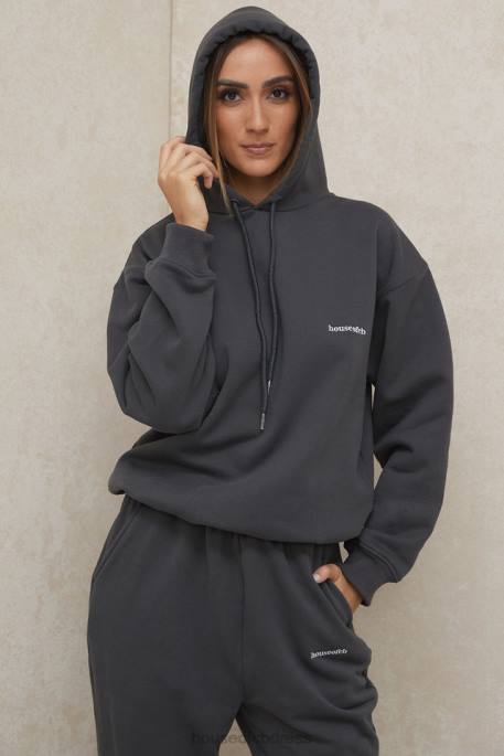 House of CB Halo Charcoal Oversized Hoodie Clothing 4H6N791