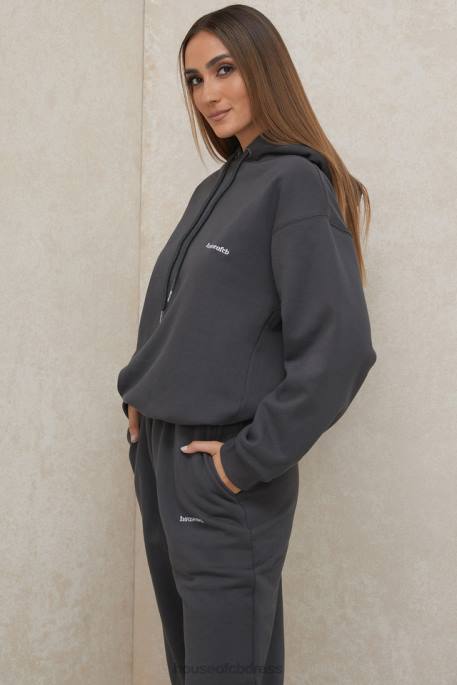 House of CB Halo Charcoal Oversized Hoodie Clothing 4H6N791