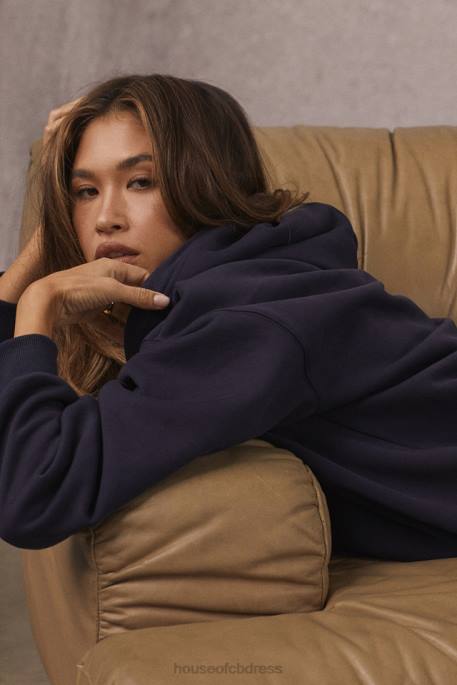 House of CB Halo Navy Oversized Hoodie Clothing 4H6N796