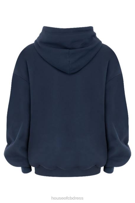 House of CB Halo Navy Oversized Hoodie Clothing 4H6N796