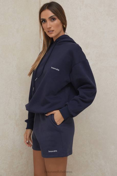 House of CB Halo Navy Oversized Hoodie Clothing 4H6N796