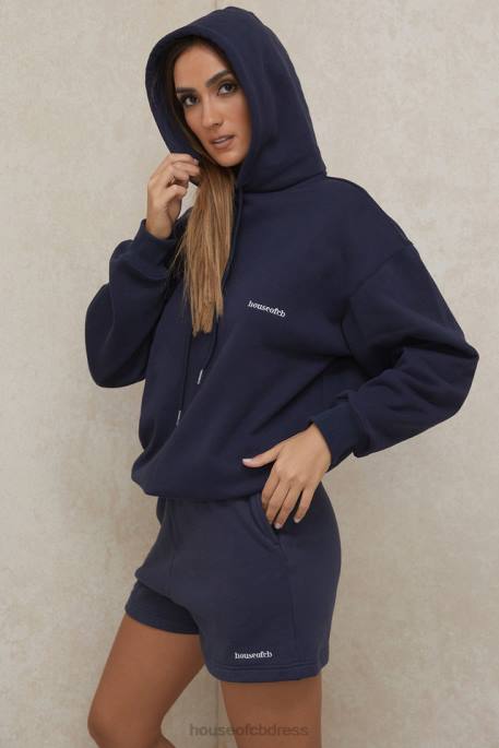 House of CB Halo Navy Oversized Hoodie Clothing 4H6N796