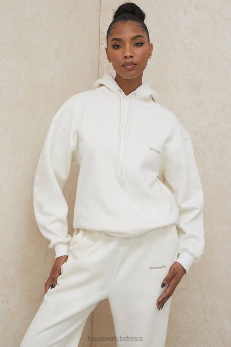House of CB Halo Off White Oversized Hoodie Clothing 4H6N792