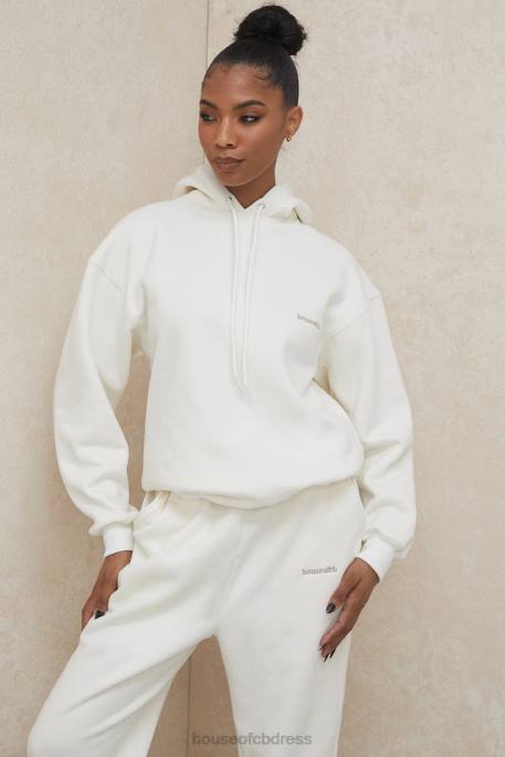House of CB Halo Off White Oversized Hoodie Clothing 4H6N792