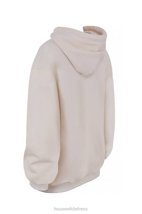 House of CB Halo Off White Oversized Hoodie Clothing 4H6N792