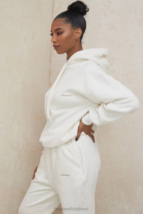 House of CB Halo Off White Oversized Hoodie Clothing 4H6N792