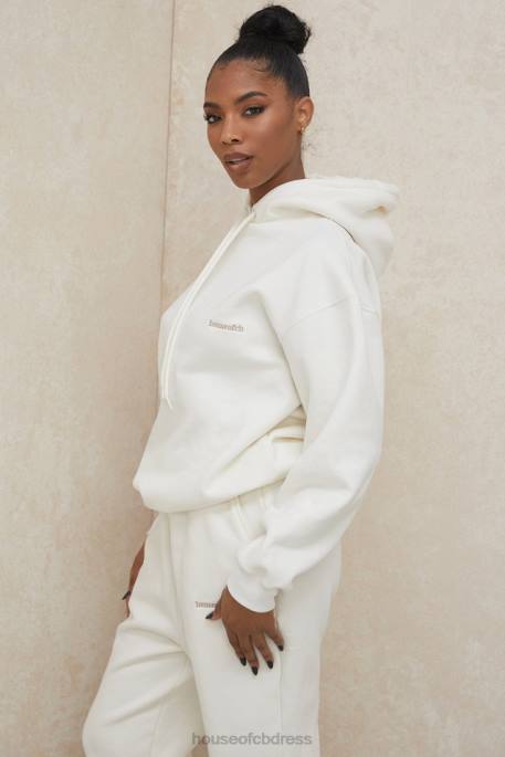 House of CB Halo Off White Oversized Hoodie Clothing 4H6N792