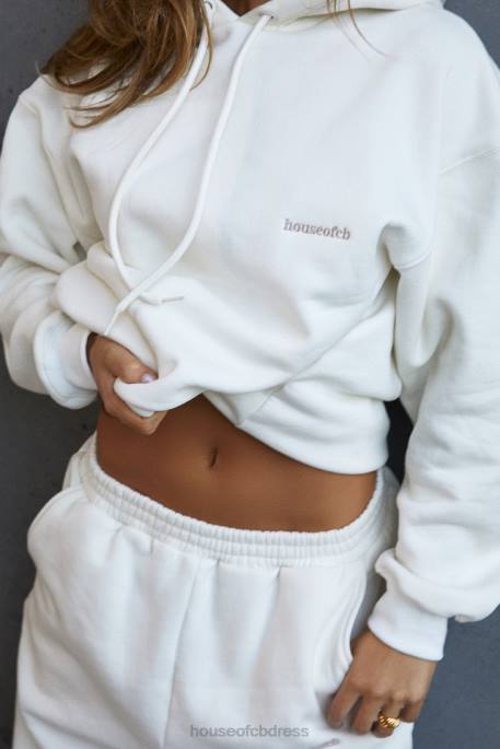 House of CB Halo Off White Oversized Hoodie Clothing 4H6N792