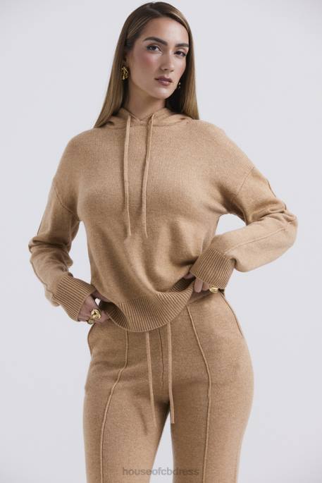House of CB Jionni Camel Cashmere Blend Hoodie Clothing 4H6N651