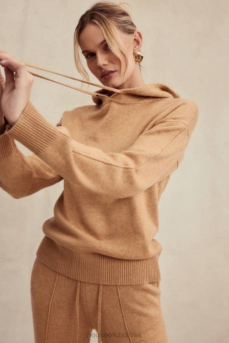 House of CB Jionni Camel Cashmere Blend Hoodie Clothing 4H6N651