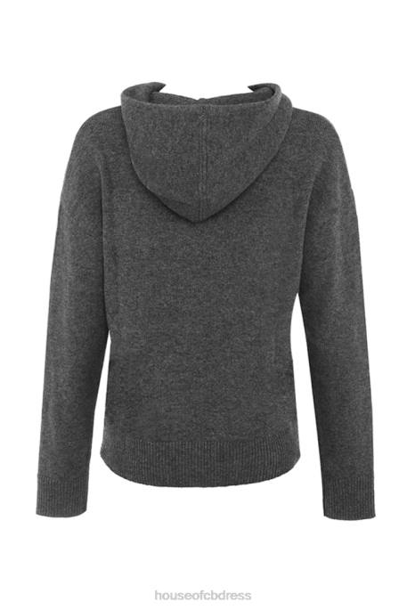 House of CB Jionni Charcoal Cashmere Blend Hoodie Clothing 4H6N650