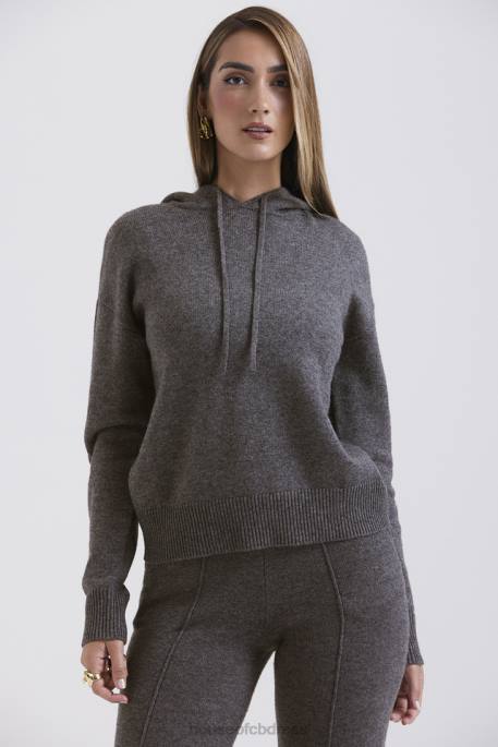 House of CB Jionni Charcoal Cashmere Blend Hoodie Clothing 4H6N650
