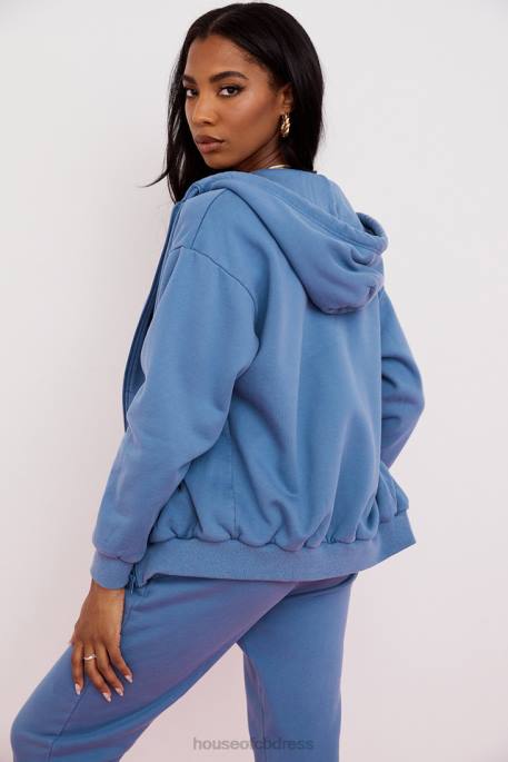 House of CB Storm Azure Zip Through Hoodie Clothing 4H6N769