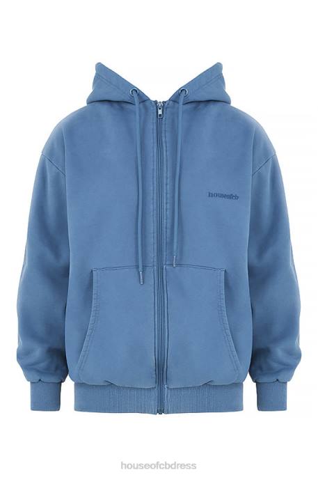 House of CB Storm Azure Zip Through Hoodie Clothing 4H6N769