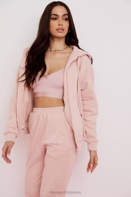 House of CB Storm Blush Blush Zip Through Hoodie Clothing 4H6N766