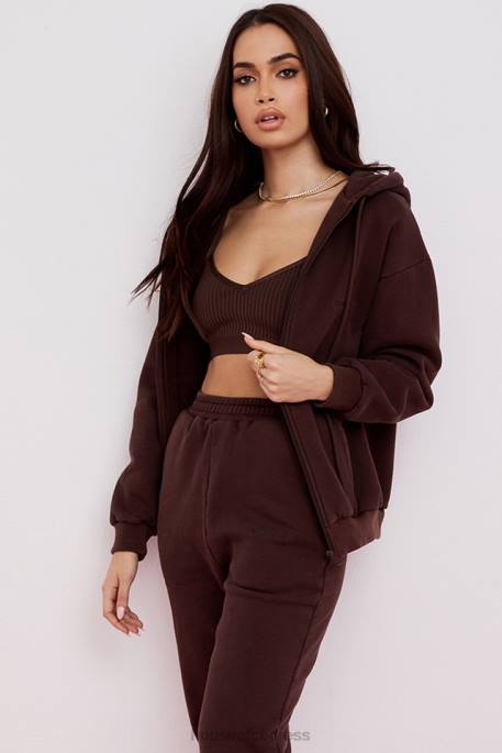House of CB Storm Chocolate Zip Through Hoodie Clothing 4H6N767