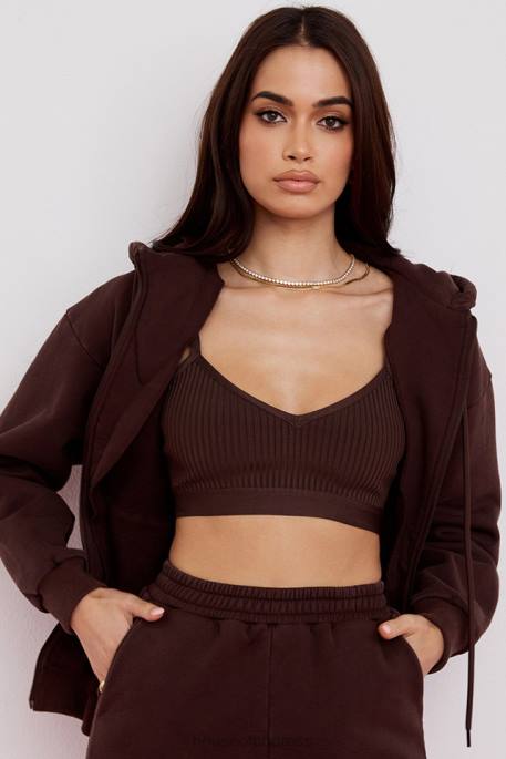 House of CB Storm Chocolate Zip Through Hoodie Clothing 4H6N767