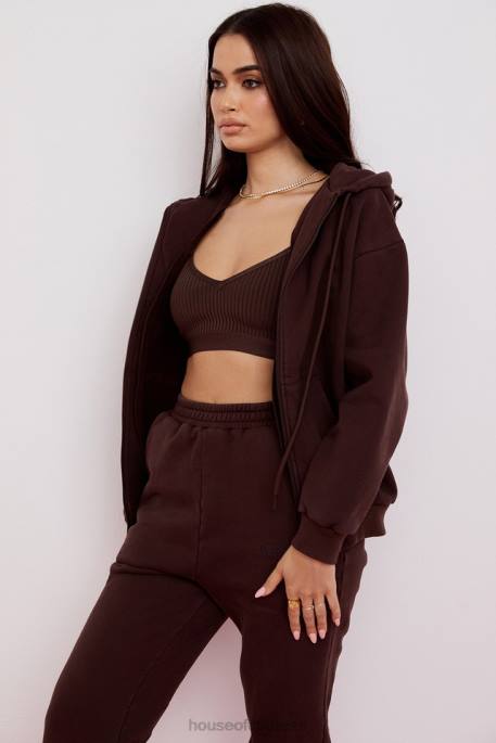 House of CB Storm Chocolate Zip Through Hoodie Clothing 4H6N767