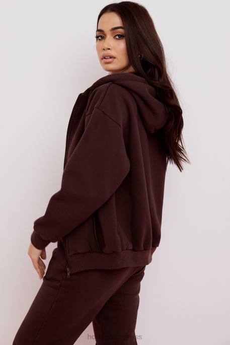 House of CB Storm Chocolate Zip Through Hoodie Clothing 4H6N767