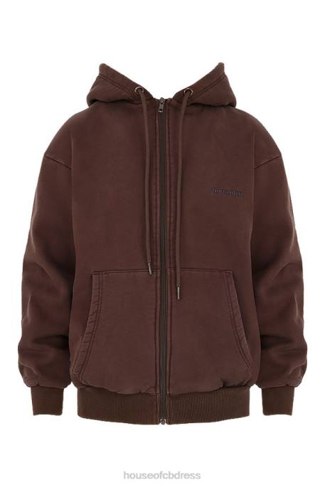 House of CB Storm Chocolate Zip Through Hoodie Clothing 4H6N767