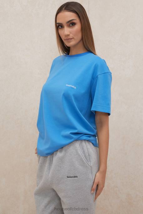 House of CB Quinn Blue Oversized Cotton Jersey T Shirt Clothing 4H6N788