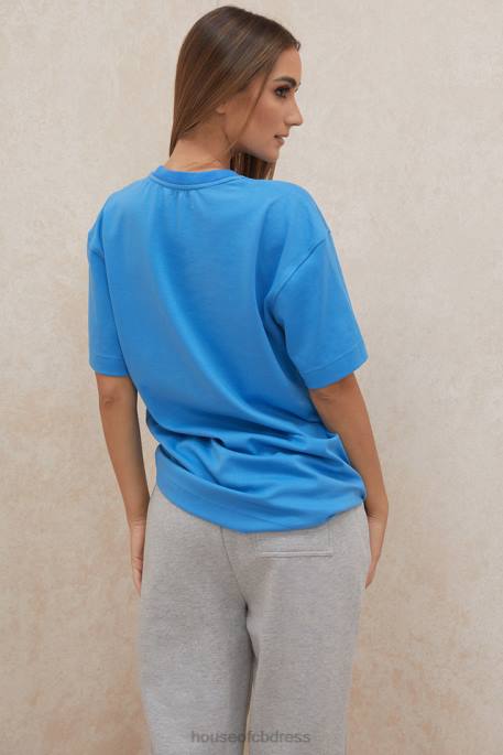House of CB Quinn Blue Oversized Cotton Jersey T Shirt Clothing 4H6N788
